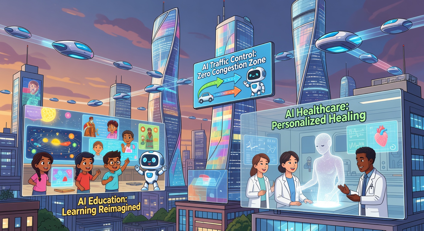 AI in a futuristic city — learn AI concepts for the future