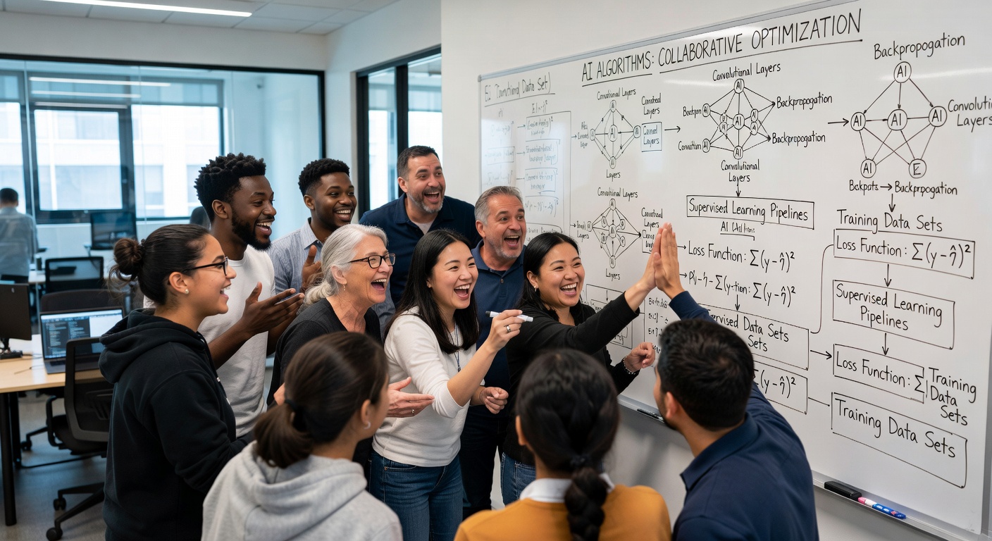 Diverse group of people learning AI together