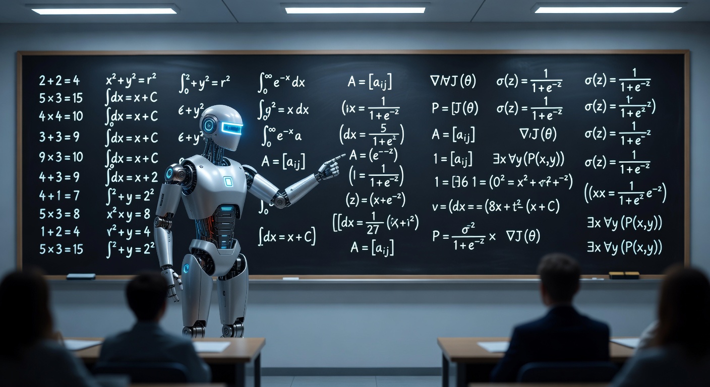 Robot Teacher at Chalkboard